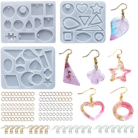 GoGou 143-teiliges Epoxidharz-Schmuck-Set aus Silikon, Gussformen, Werkzeug mit Haken, Ringe, Basteln, für Schmuckherstellung, Anhänger, Ohrringe, Halskette, Armband, Zubehör