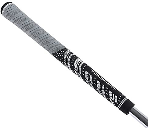 Tour Fit Non Cord Wood Iron Golf Grip Standard / Oversize Golf Grips Free Professional Grip Tape (Oversize, Black/Grey)
