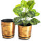 KORAD Ensemble de 3 Pots avec Soucoupe d'un diamètre de 26 cm, Motif 033 - Rouille ; Glamour ; Moderne, Haute Brillance, Style Classique, Rustique, loft, pour Plantes, Herbes.