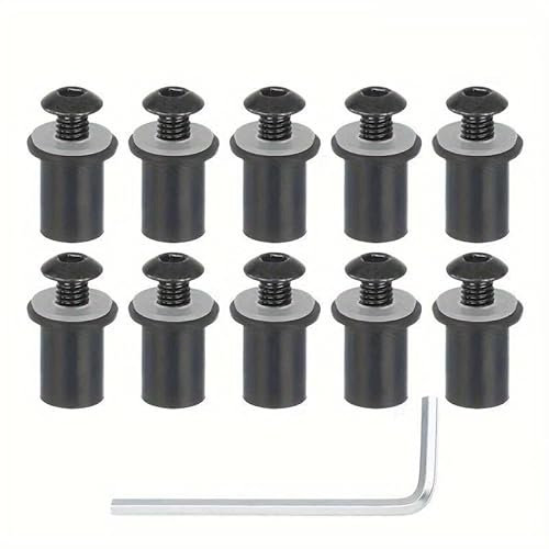AUTOZOCO Bulloni per parabrezza moto, M5 x 16 mm, Alluminio, Nero (10 pezzi)
