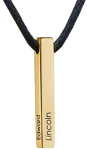 MyNameNecklace MYKA - Collar para Hombre de Barra 3D personalizado - Joyería personalizada para Papá, Novio- collar con nombre, letras - Regalos para Día del Padre, Navidad, Cumpleaños