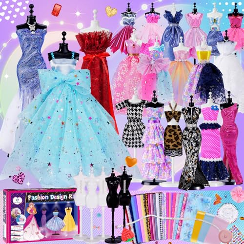 1000+ Stücke – Modedesign Mädchen, Bastelset Kinder Kreativität-DIY-Kunst- und Bastelset, Lernspielzeug mit 6 Mannequins, Geschenke Mädchen 6 7 8 9 10 11 12+ Jahre, Weihnachten Geschenke Kinder