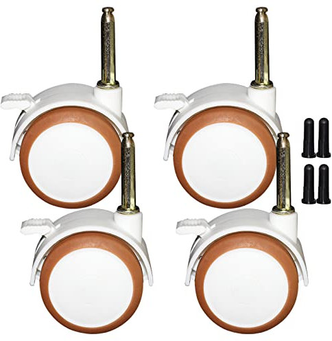 4 Ruedas para Muebles,Goma Ruedas Giratorias con Freno 47mm,Silenciosas,Ruedas de Émbolo,para Silla de Oficina Cama Blanco (47mm)