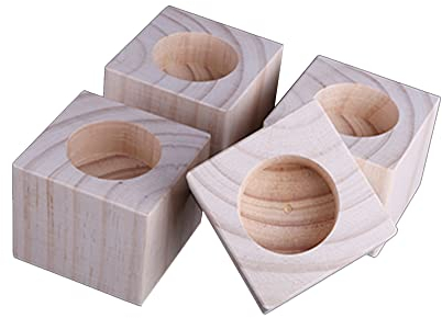 XPGEREP Lot de 4 Rehausseurs de Lit en Bois, Rehausseurs de Meubles au Canapé, Bureau, Tables et Chaises pour Créer un Rangement Sous le Lit/H 14cm / Inner diameter 3cm