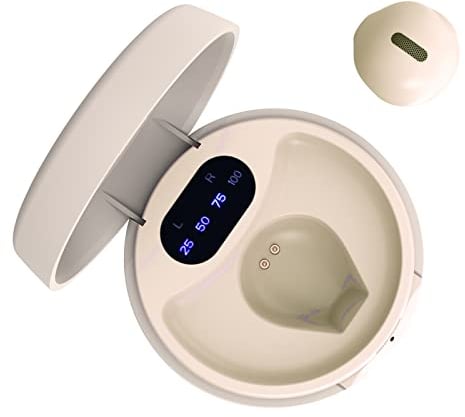 Mini Auriculares inalámbricos Bluetooth Auriculares pequeños Auriculares Semi intrauditivos con Estuche de Carga Manos Libres para teléfonos iPhone y Android (Beige único)