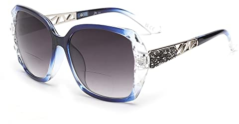 JM Occhiali da Sole da Lettura Grandi per Donna Occhiali da Sole All'aperto con Protezione UV Blu +2.0