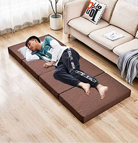 YURRO Dicke, vierfach faltbare Matratze, Gästematratze mit abnehmbarem Bezug, weiche Einzelmatratze, Schaumstoffpolster, Schlafsofa-Matratze mit Tragetasche