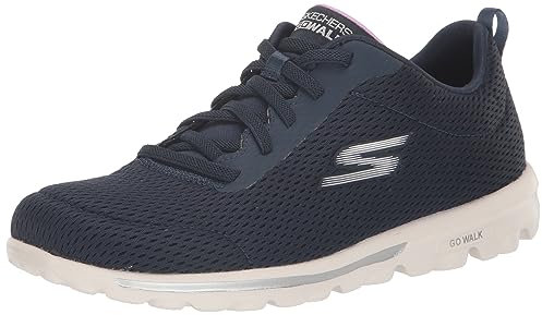 Skechers Women's Go Walk Travel - Fun Journey Walking Shoes, Marineblau/Lavendel, 6.5 Wide