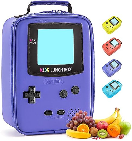 Hairao Kinder Lunchbox Isolierte Weiche Lunchtasche Leder Lunchbox Gameboy Mini Cooler Back to School Thermal Mahlzeit Tote Kit Jungen Mädchen Teenager