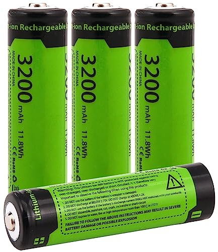 3.7V Rechargeable Battery,4Pack 3200mAh Batteries Large Capacity Rechargeable Battery for Flashlight, Doorbells, Headlamps, RC Cars etc