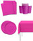 Funidelia | Kit decoración de fiesta color fucsia para 8 personas - Colores lisos ▶ Originales & Divertidos - Decoración para fiestas de cumpleaños, fiestas de disfraces, Halloween y Carnaval - Rosa