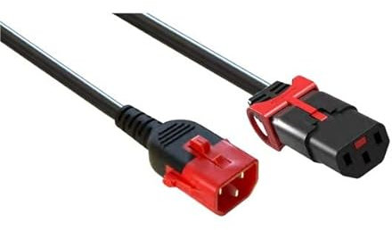 Rallonge d alimentation C14 / C13 à double verrouillage noire -0,5m