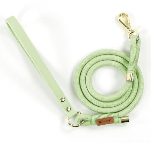 Wisedog Hundeleine aus Polyester-Seil, strapazierfähig, mit weichem, bequemem, gepolstertem Griff, langlebig, stilvoll, geflochtene Haustierleine für kleine, mittelgroße und große Hunde, Salbeigrün,