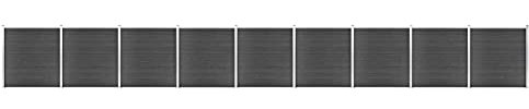 BaraSh Zaunelement Set WPC 1564x186 cm Sichtschutzzaun Garden Fence Sichtschutz Zaunelemente Sichtschutz Zaun Schwarz