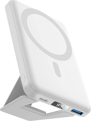 ULata Externer Akku, 5000 mAh, magnetische Powerbank, kabellos, tragbar, Mag-Safe, USB-C Schnellladung, kompatibel mit iPhone 15/14/13/12/11/Pro/Pro Max/X/Android (weiß)