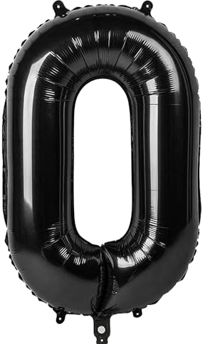 Ponmoo 40 inches Foil Balloons Numbers 0 Black (101cm), Inflatable Helium or Air, Giant Balloon Number 0-9, 10-29, 30-100, Grand Balloons for Anniversary Wedding Birthday Party Decoration