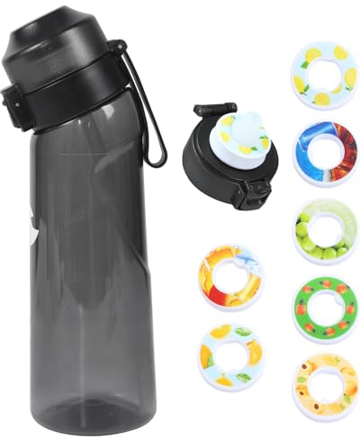 Generic Air Water Bottle 8PCS Flavour Pods Pack 22ozFruit Fragrance Scented Water Cup BPA Free 0% Sugar For Fitness And Outdoor (1 bottle BLACK+7 pods in random flavors)