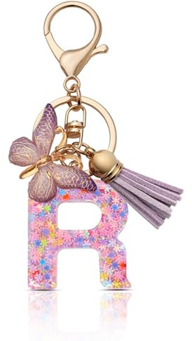 CHUQING Schlüsselanhänger mädchen Schlüsselanhänger Buchstabe Schlüssel Anhänger Schmetterling Schlüsselanhänger mit Anfangsbuchstaben Frauen Keychain Geschenk