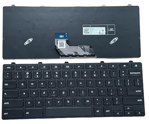 YIJIATech Replacement Keyboard with Screwdriver US Layout for Dell Chromebook 3180 3181 3189 3380 Laptop Keyboard Black Framed Without Backlight (with Lock Key)