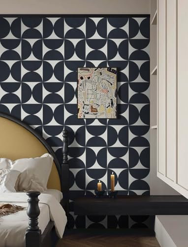 LiKiLiKi Self Adhesive Wallpaper 41x1000cm Abstract Dark Blue Geometric Sticky Wallpaper Peel and Stick Wallpaper Waterproof and Removable Wallpaper Vinyl Wrap for Living Room Bedroom Cabinrt