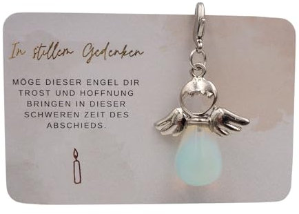 Milaboo® Schutzengel Schlüsselanhänger mit Edelstein und Karte I Glücksbringer in Geschenkverpackung handgefertigt I Geschenk für Besondere Anlässe (Beileid)