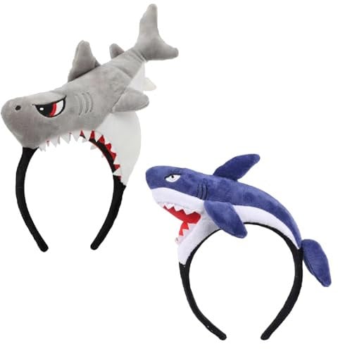 MFUOE 2 Stück Hai-Haarreif, lustige Tier-Haarbänder, Hai, Partyzubehör, Kostüm-Zubehör für Mädchen, Frauen, Halloween