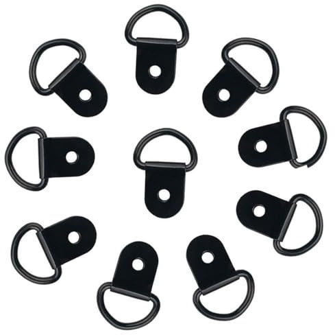LYQNIHOB 10 Piezas Anillo de Amarre, Anillo En D Anilla de Amarre, Anclaje de Amarre de Anillo D, Anclaje de Alta Resistencia, Anillo de Amarre Forjado, para Asegurar Cargas en Coches(Negro)