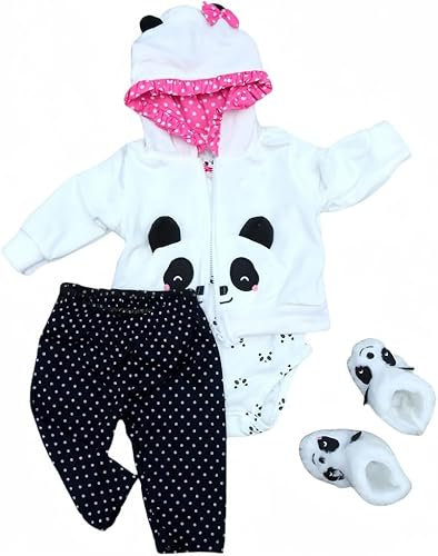 Puppen Kleidung Baby Bekleidung Panda Outfit für 46-60 cm Neugeborene Reborn Baby Puppe, Baby Puppenkleidung Zubehör passend für 18-24 Zoll Reborn Puppen Mädchen&Junge Baby Kleidung