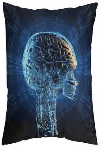 QWNMD Kissenbezug mit Reißverschluss, Polyester, 30,5 x 50,8 cm, künstliche Intelligenz, Gehirn, bedruckt, Kissen nicht im Lieferumfang enthalten