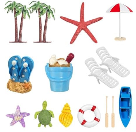 Miniature Boat Cake Toppers, Beach Themed Birthday Decorations, Beach Scene Cake Toppers, Beach Decor for Cupcakes, Tropical Birthday Cake Decorations, Cake Toppers for Beach Theme