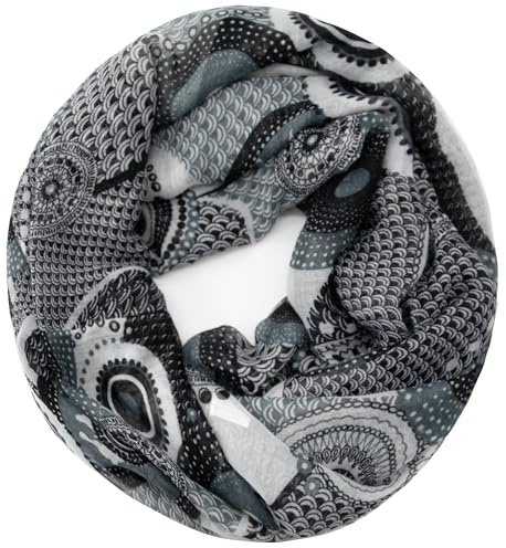 Gloop Damen Schal Loop Schal Feinstrick Loop mit Ethno Punkte Muster