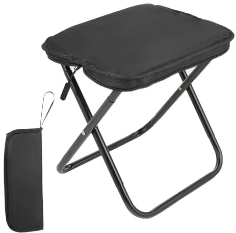 KITDAHOM Tabouret Pliable - Tabouret de Camping Portable 31 x 16 x 6cm - Acier au Carbone - Pliable en Taille de Pochette - pour Camping, Randonnée, Extérieur (Noir)