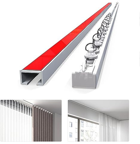 DECAKE Vorhangschiene für Decke oder Wand – Selbstklebende Vorhangschiene ohne Bohren, stumme Vorhangstange für Raumteiler, Schlafzimmer, Badezimmer (Nicht flexibel)