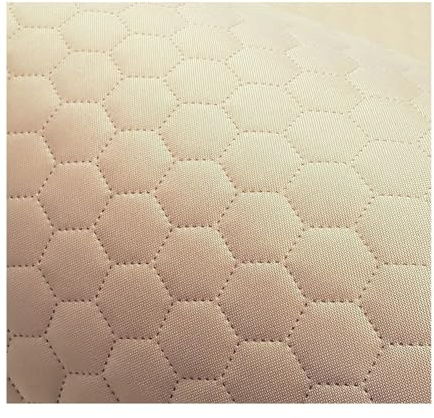 decorwelt Polsterstoff Wasserdicht Oxford 160 cm Meterware Stoffe zum Nähen Outdoor Steppung Hexagon Beige Reißfest