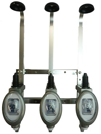 Thompson Cooper Ltd -Wall 3 Bottle Rack (70cl / 1L) with 3 x Vogue Spirit Measures (3 x 50 ml Vogue Optic Meaures)