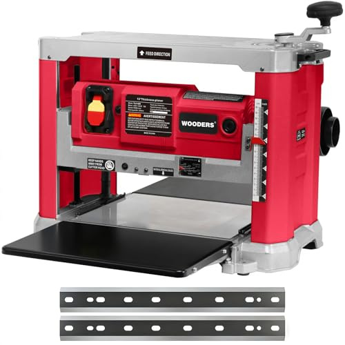 WOODERS - 13 Thickness Planer for Dewalt Dual Edge Planing Blade, 2000W, 15AMP, 10000RPM, 0-3mm Depth, 330mm Width, Dual Blade Cutting Head