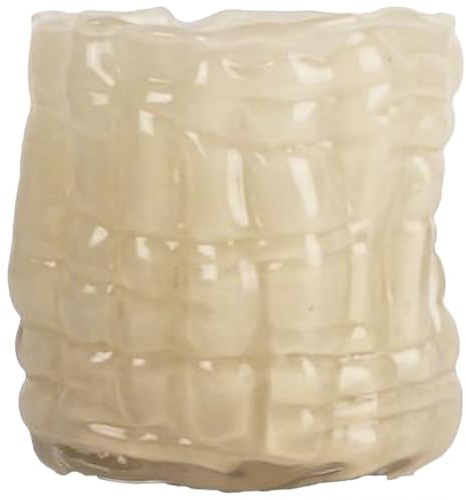 BYON Laranne 5280607703 Candle Holder - Hand Blown Glass in Beige, Decorative Irregular Surface Tea Light Holder, 10 cm, Dishwasher Safe