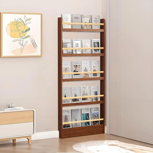 MoubhjdOak DVD Storage Cabinet, 3/4/5 Tier Solid Wooden DVD Rack, Holds 120 DVDs or CD, Media CD Shelf Unit, Light Oak Furniture for Living Room or Hallway for Bedroom,Living Room（50x10x145cm+wood）