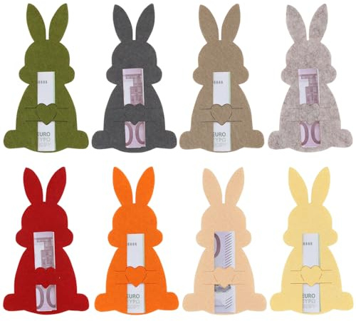 Montrestar Osterhasen Geldgeschenk, 8 Stück Filz Ostergeschenke Verpackung, Geldgeschenkverpackung, Süße Osterdeko für Ostergeschenke, Osterhasen Ostereier Geschenk für Osternester, Stil B2