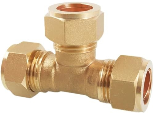 Brass Compression Tee Fitting for 6-28mm Tubes - Water, Gas, Oil Compatible(18mm)