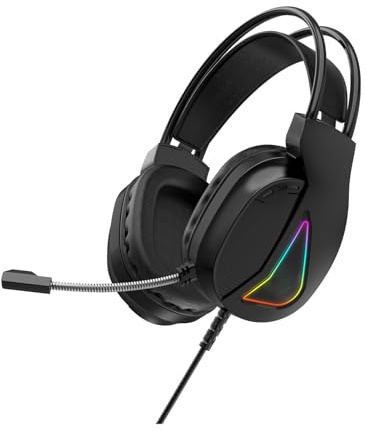 Naroote Casque de Jeu H160, Pilotes 50 Mm, Casque Filaire USB, Micro Gamme Complète avec Lumières RVB, Cache-Oreilles Souples et USB Plug and Play de 5,58 Pieds, Idéal pour Ordinateur PC