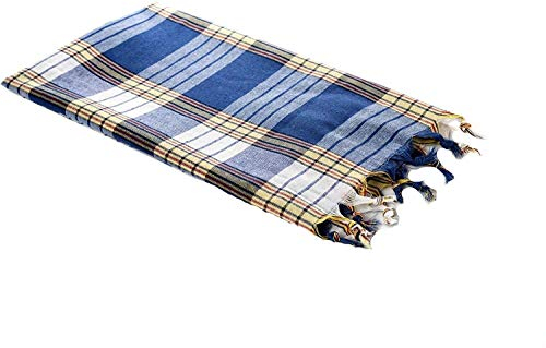 Carenesse Hamamtuch Classic 80 x 170 cm I Hamam Handtuch 100% Baumwolle I Saugfähiges & schnell trocknendes Pestemal/Fouta blau kariert I Hamam Strandtuch/Saunahandtuch mit kleinem Packmaß