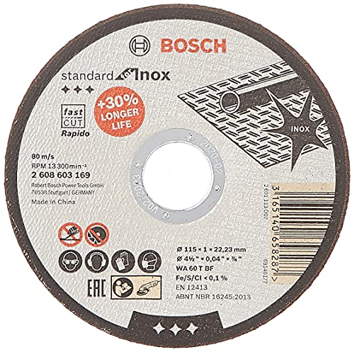 Bosch Professional 2608603169 Standard Inox Metal Cutting Disc, 115mm x 1mm x 22.23mm