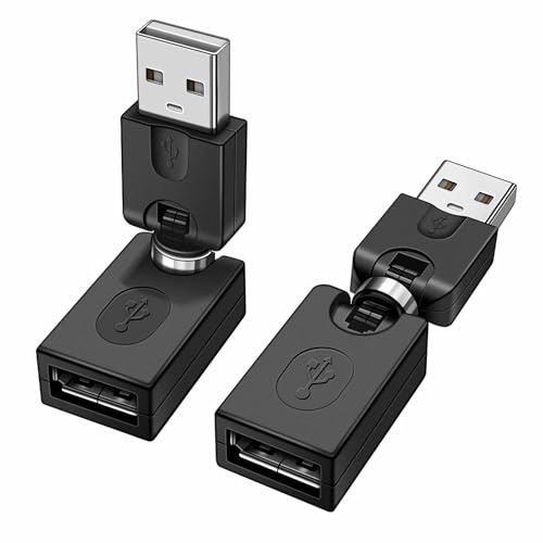 Aukson G37 USB 2.0 A Stecker auf A Buchse Verlängerungsadapter, 360° drehbarer Typ A Stecker auf Typ A Buchse, Flexibler USB 2.0 Adapter Konverter