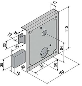 Welka 16070-10 055 Serratura per Cancelli, 3 Mandate, Scrocco, 55 mm