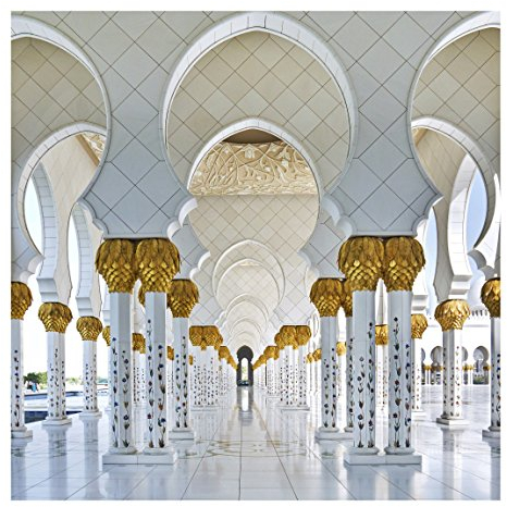 Bilderwelten Abu Dhabi Fototapete 3D inkl. Kleister 288x288cm - Vliestapete Made in Germany - Fototapete Städte Wohnzimmer - Fototapete Skyline Stadt - Tapete Skyline Schlafzimmer Flur T_1989