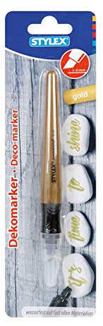 Stylex 32812 - Permanentmarker gold, permanent und wasserfest, abgeschrägte Malspitze mit Strichstärke ca. 1 - 4 mm, mit Pumpsystem, zum Dekorieren, Verzieren und Gestalten