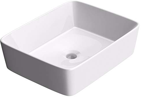 Durovin Bathrooms Ceramic Bathroom Basin - Countertop Sink Vessel - Rectangular Washing Bowl Thin Rim (485 x 375 x 135mm)