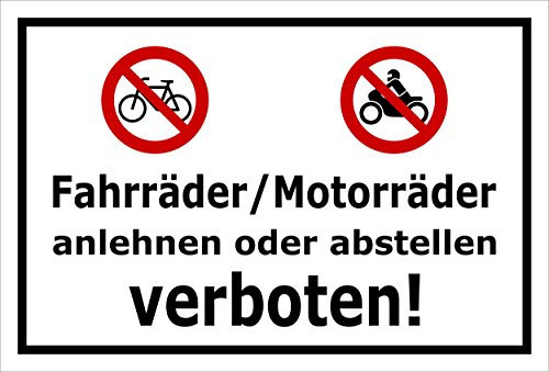 Melis-Folienwerkstatt Schild - Fahrräder Motorräder - 30x20cm | Bohrlöcher | 3mm Aluverbund – S00050-048-A -20 VAR.