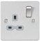 Knightsbridge FPR7000BCG Flat Plate 1G Dp Switched Socket, Silver